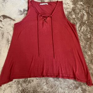 Maurices Burnt Red Lace-Up Tank Top